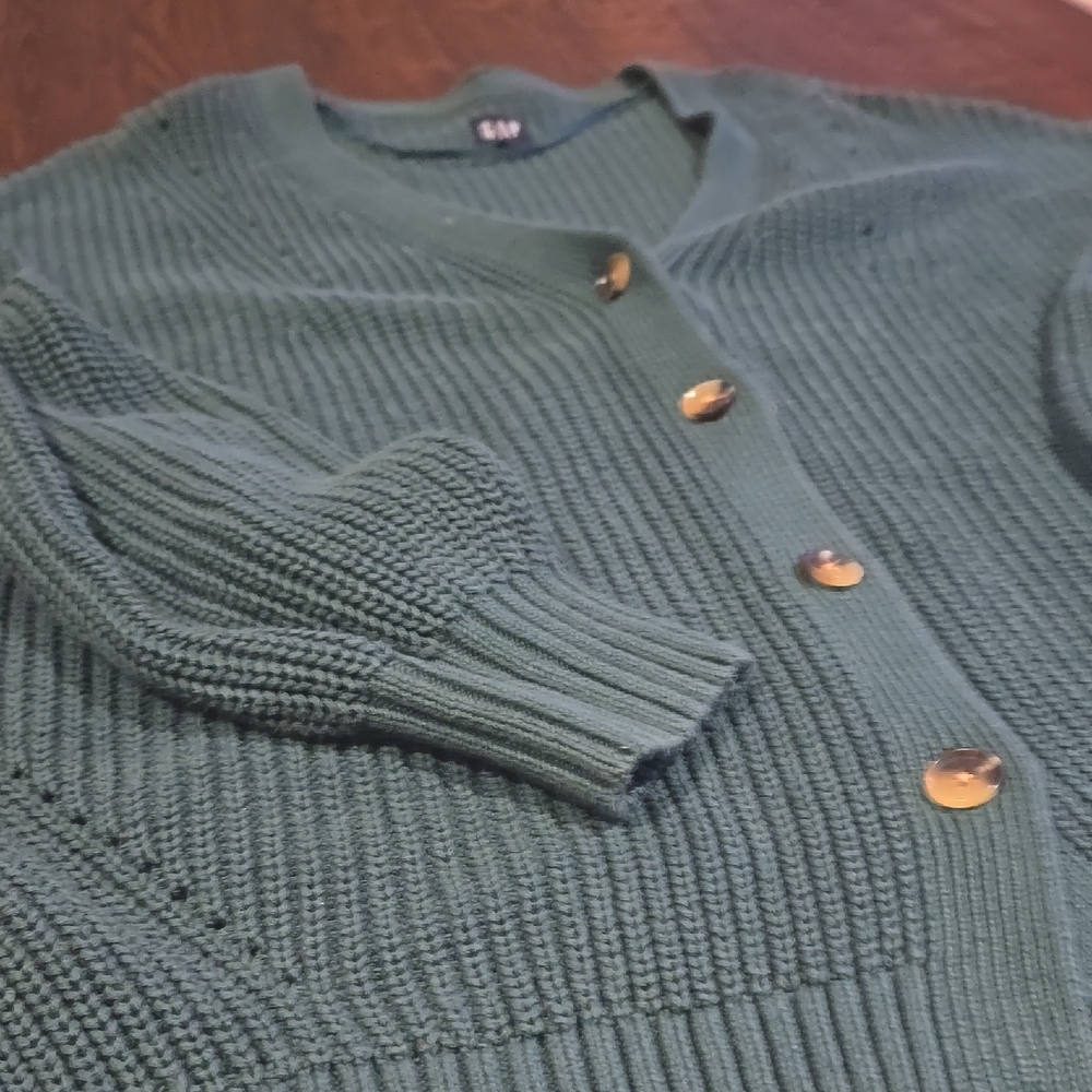 GAP Forest Green Button-Up Cardigan - Picture 4 of 4